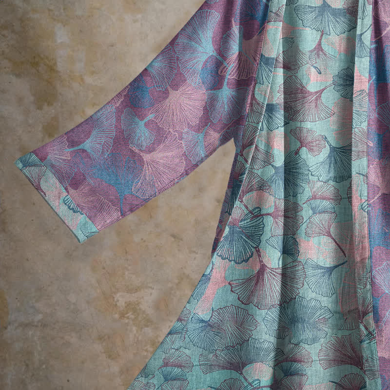 Ownkoti Dreamy Ginkgo Leaf Cotton Kimono Robe - image 9