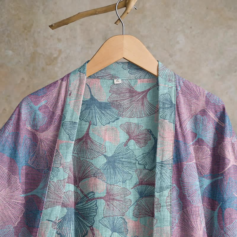 Ownkoti Dreamy Ginkgo Leaf Cotton Kimono Robe - image 8