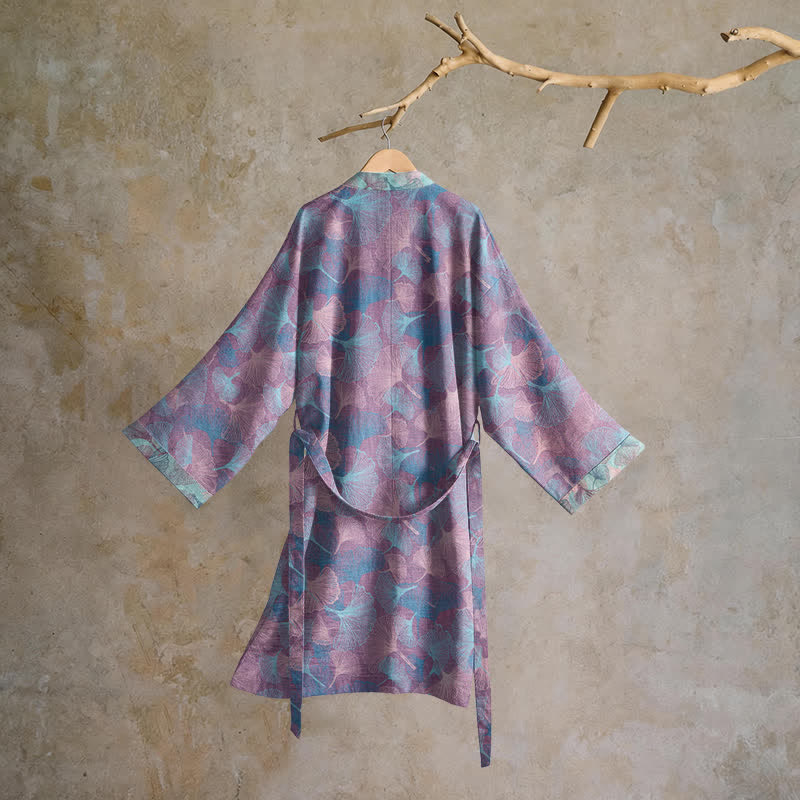 Ownkoti Dreamy Ginkgo Leaf Cotton Kimono Robe - image 7