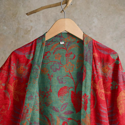 Ownkoti Retro Leaf Jacquard Cotton Kimono Robe - image 2