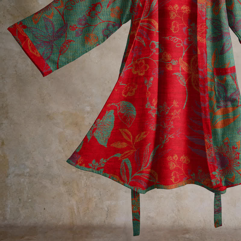 Ownkoti Retro Leaf Jacquard Cotton Kimono Robe - image 10