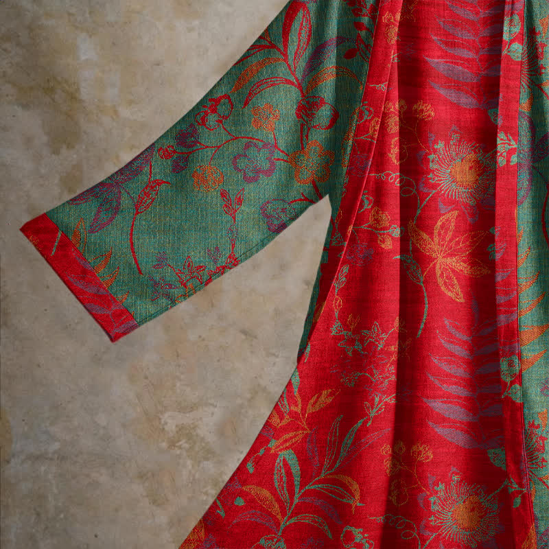 Ownkoti Retro Leaf Jacquard Cotton Kimono Robe - image 9