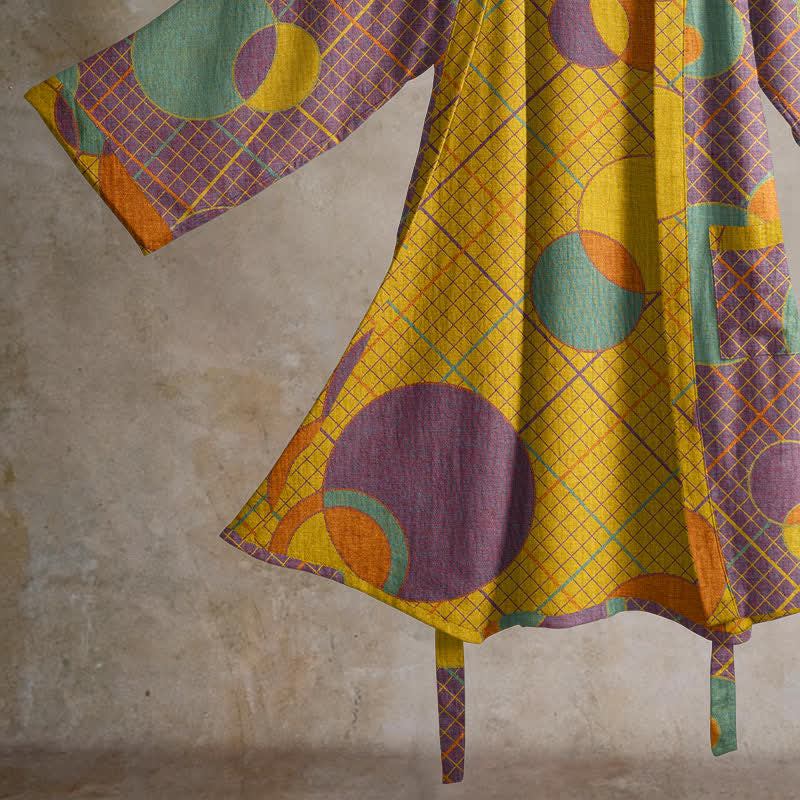Ownkoti Retro Geometric Circle Cotton Robe - image 4