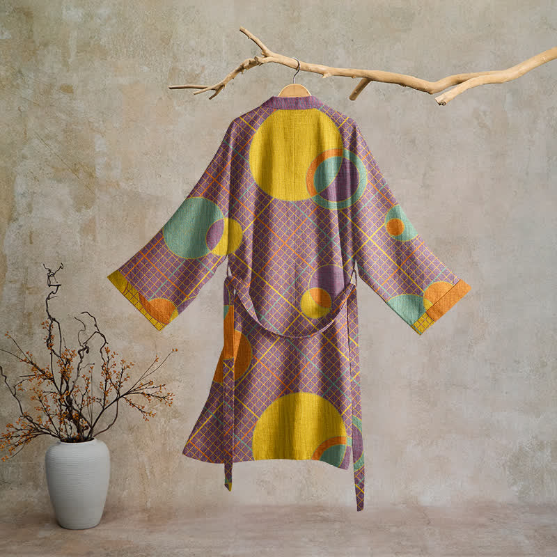 Ownkoti Retro Geometric Circle Cotton Robe - image 1
