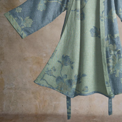 Ownkoti Sage Blue Floral Cotton Kimono Robe - image 4