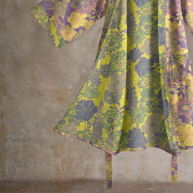 Ownkoti Purple Floral Cotton Kimono Robe - image 4