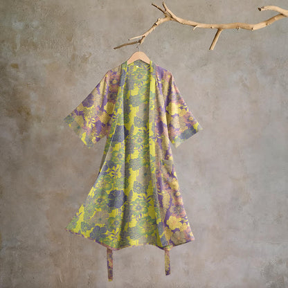 Ownkoti Purple Floral Cotton Kimono Robe - Purple - XL - image 0