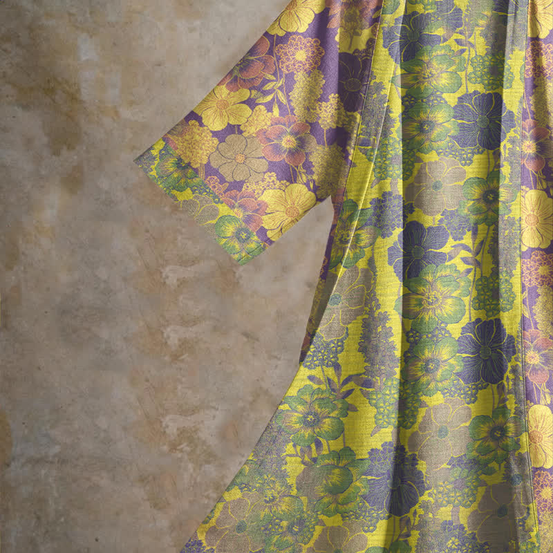 Ownkoti Purple Floral Cotton Kimono Robe - image 3