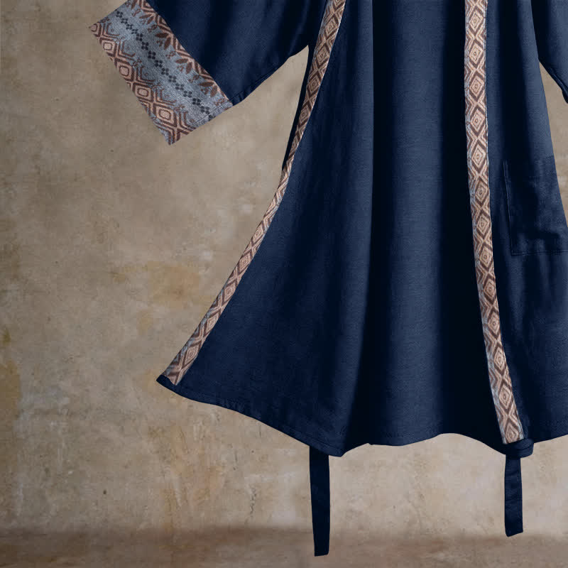 Ownkoti Retro Geometric Border Cotton Lounge Robe - image 4