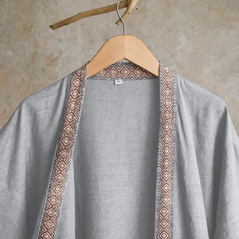 Ownkoti Retro Geometric Border Cotton Lounge Robe - image 8