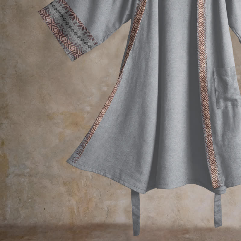 Ownkoti Retro Geometric Border Cotton Lounge Robe - image 10
