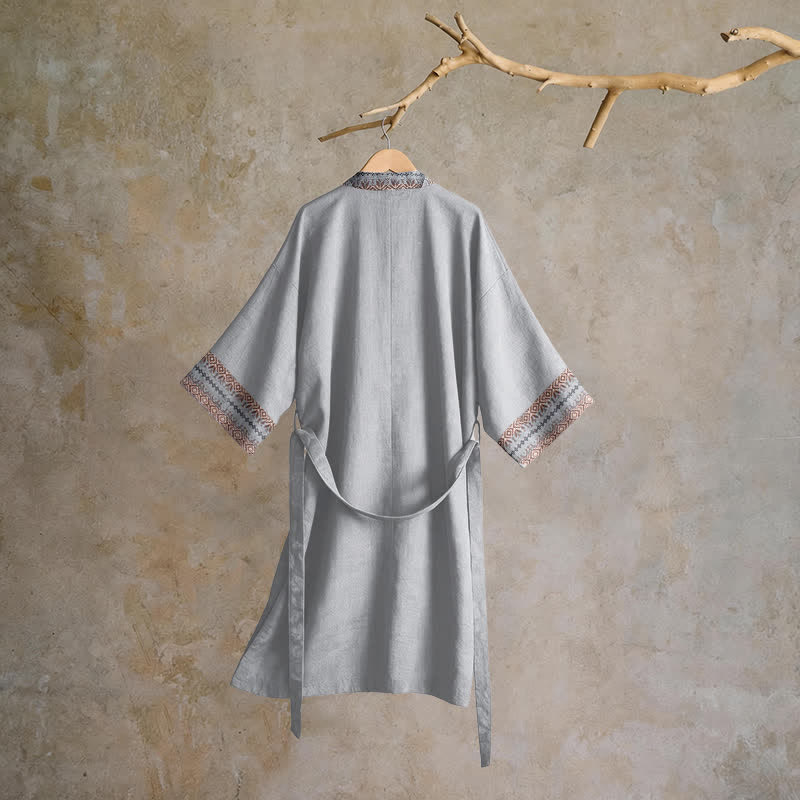 Ownkoti Retro Geometric Border Cotton Lounge Robe - image 7