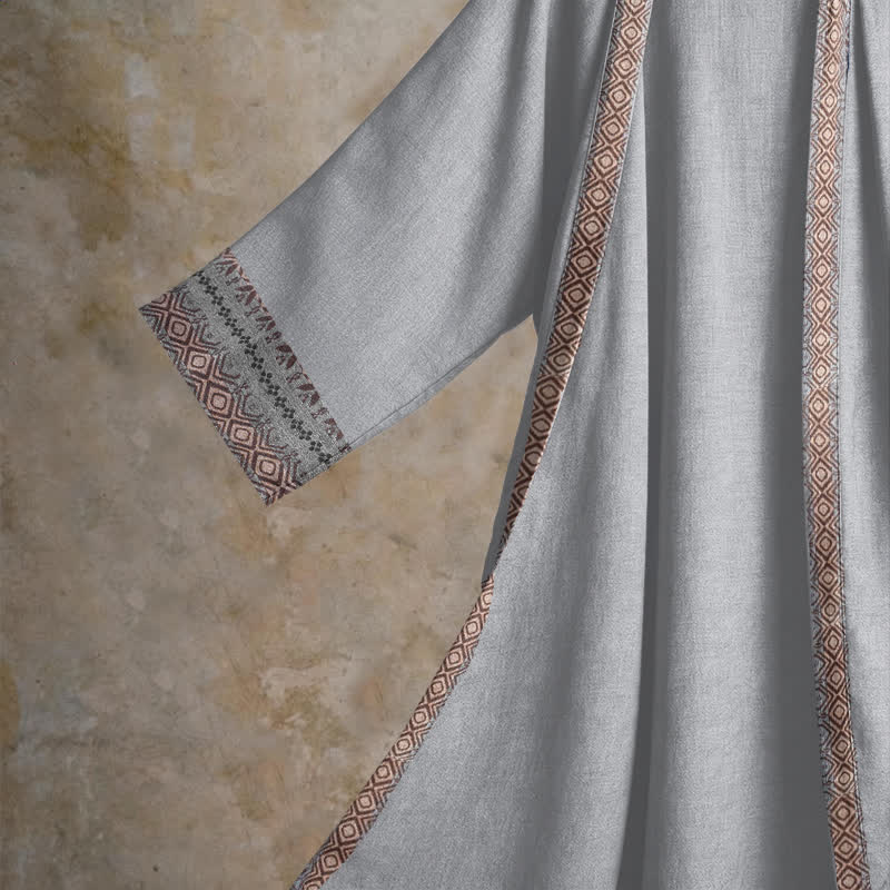Ownkoti Retro Geometric Border Cotton Lounge Robe - image 9