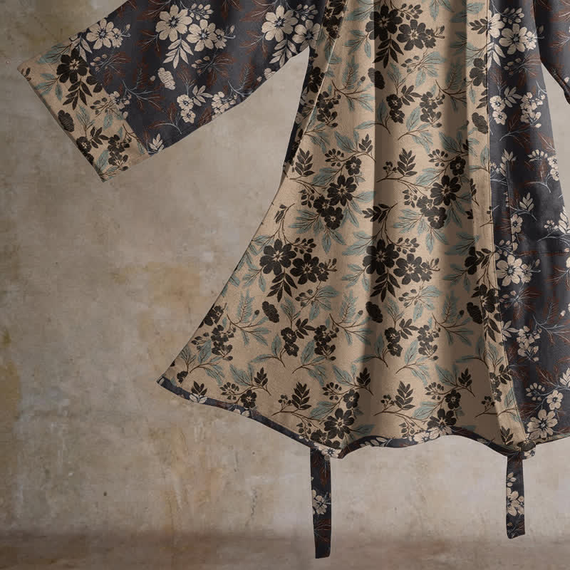 Ownkoti Mocha Floral Cotton Kimono Robe - image 4