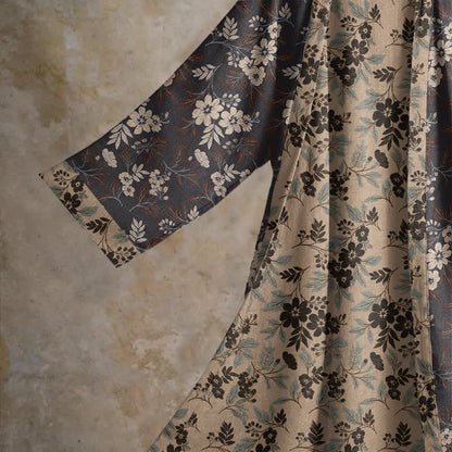 Ownkoti Mocha Floral Cotton Kimono Robe - image 3