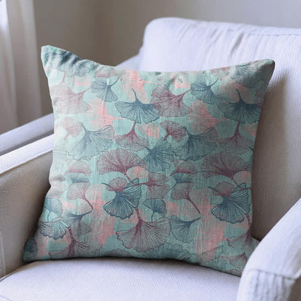 Ownkoti Vintage Ginkgo Leaf Throw Pillow Cover - Blue - 18" × 18" - With Insert - image 0