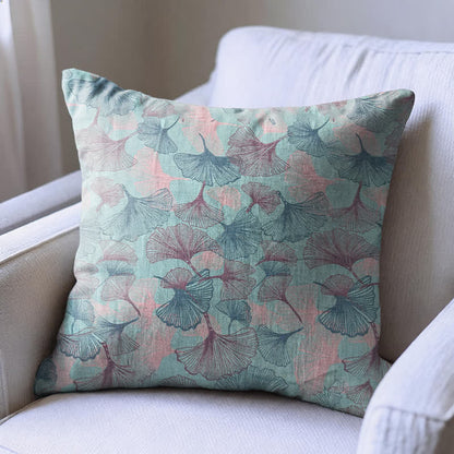 Ownkoti Vintage Ginkgo Leaf Throw Pillow Cover - Blue - 18" × 18" - With Insert - image 0
