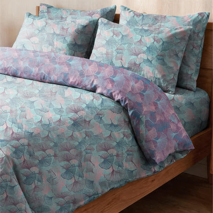 Ownkoti Retro Botanical Ginkgo Leaf Cotton Bedding Set - Blue - King - Bedding Set(4PCS) - image 0