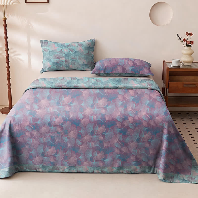 Ownkoti Muted Vintage Ginkgo Leaf Cotton Bedding Set - Purple - 2PCS Pillowcases - 40" x 20" - image 2