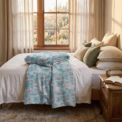 Ownkoti Retro Botanical Ginkgo Leaf Cotton Blanket - image 2