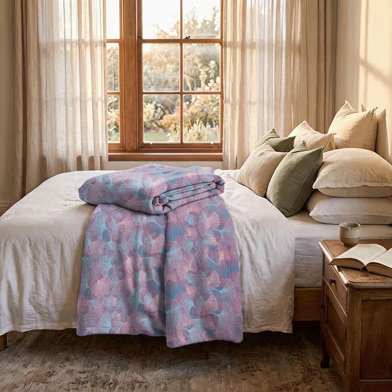 Ownkoti Retro Botanical Ginkgo Leaf Cotton Blanket - image 5
