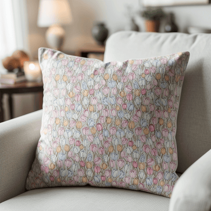 Ownkoti Vintage Tulip Floral Throw Pillow Cover - Green - 18" x 18" - With Insert - image 5
