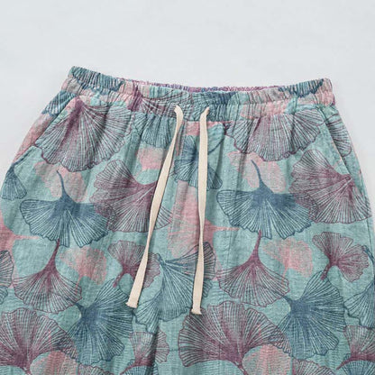 Ownkoti Vintage Ginkgo Leaf Cotton Lounge Pants - image 2