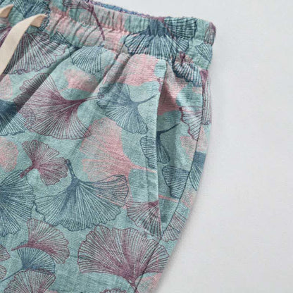 Ownkoti Vintage Ginkgo Leaf Cotton Lounge Pants - image 4
