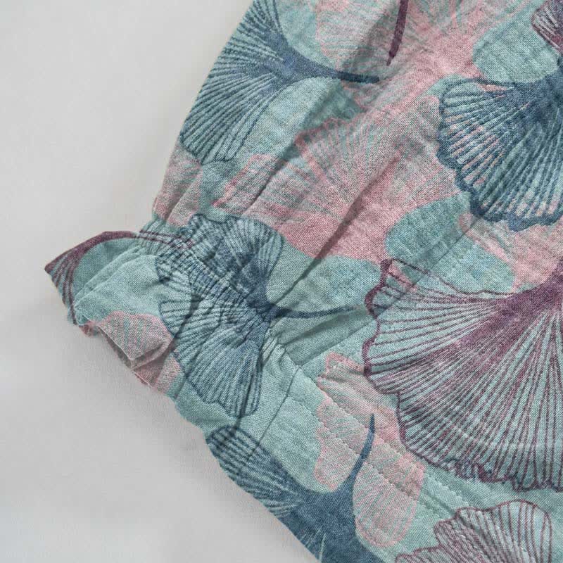 Ownkoti Vintage Ginkgo Leaf Cotton Lounge Pants - image 3