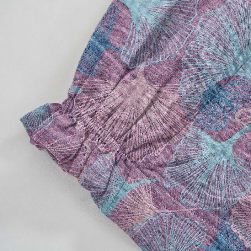 Ownkoti Vintage Ginkgo Leaf Cotton Lounge Pants - image 8