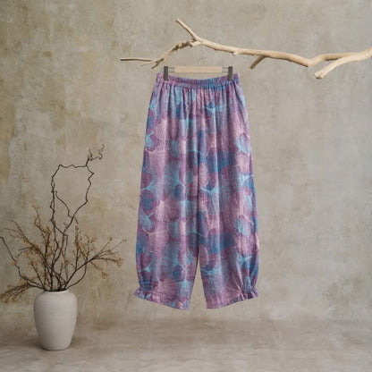 Ownkoti Vintage Ginkgo Leaf Cotton Lounge Pants - image 6
