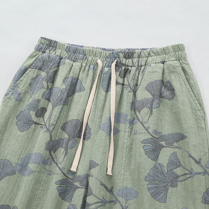 Ownkoti Retro Botanical Ginkgo Leaf Cotton Lounge Pants - image 7