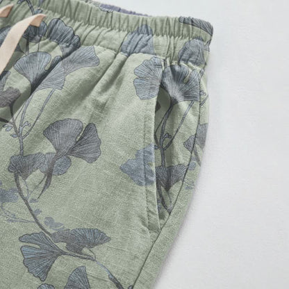 Ownkoti Retro Botanical Ginkgo Leaf Cotton Lounge Pants - image 9