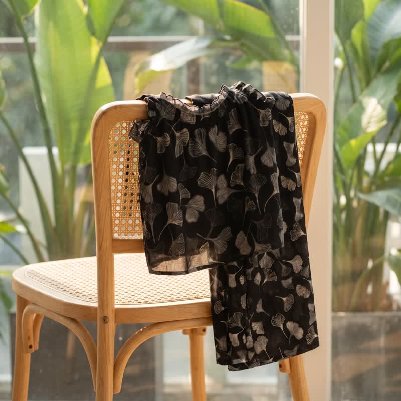 Ownkoti Vintage Ginkgo Leaf Cotton Cami Loungewear Set - image 5