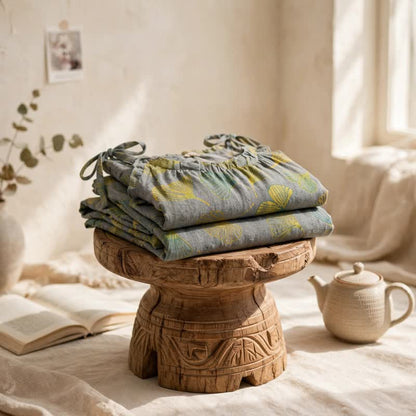 Ownkoti Retro Botanical Ginkgo Leaf Cotton Cami Loungewear Set - image 10