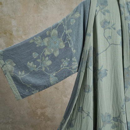Ownkoti Sage Blue Floral Cotton Kimono Robe - image 5