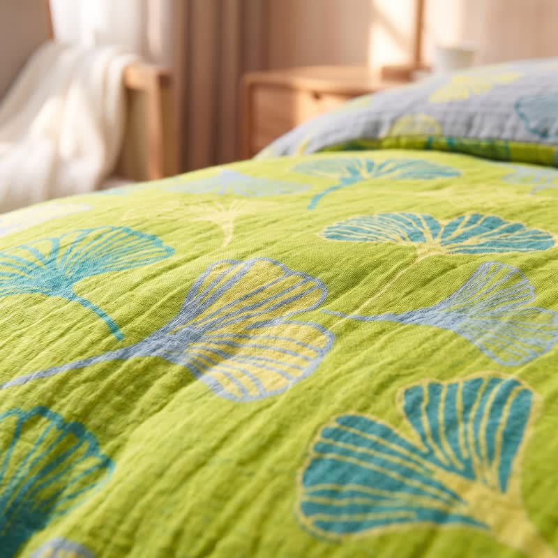 Ownkoti Vintage Green Ginkgo Leaf Cotton Reversible Bedding Set - image 7