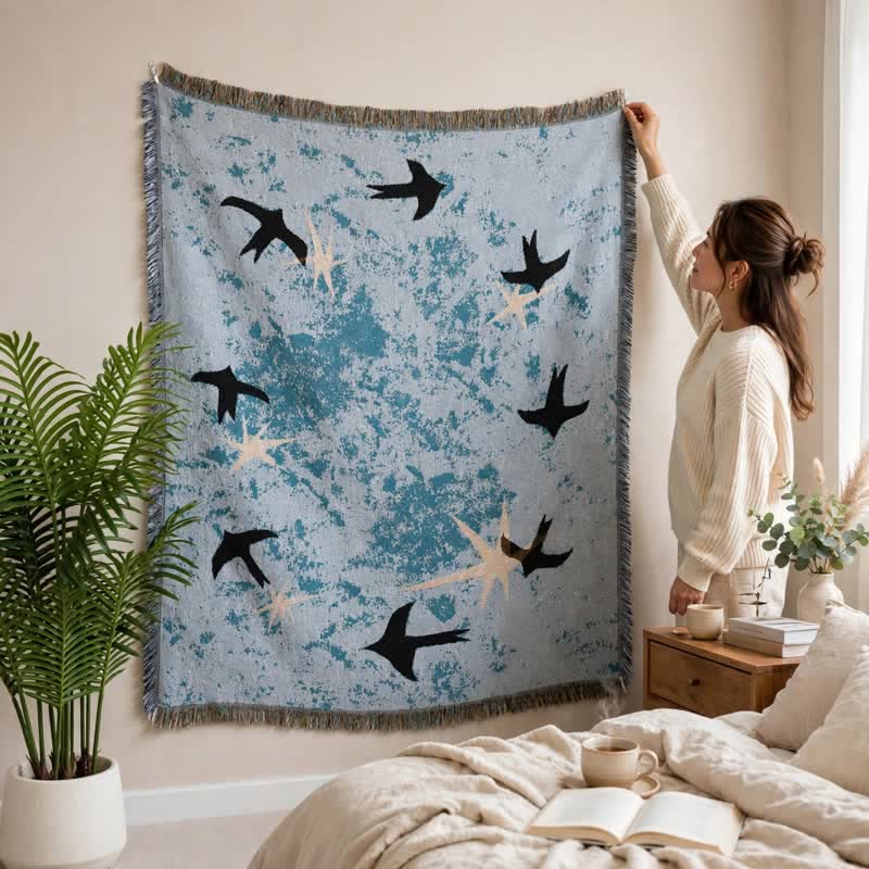 Ownkoti Artistic Sky Swallow Star Throw Blanket - image 1