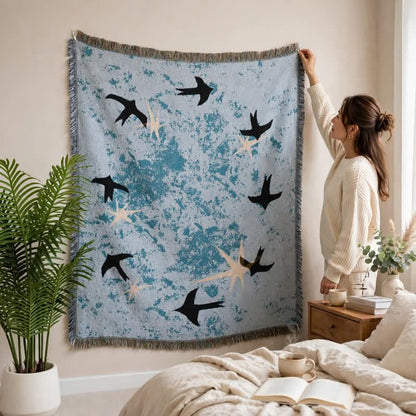 Ownkoti Artistic Sky Swallow Star Throw Blanket - image 1