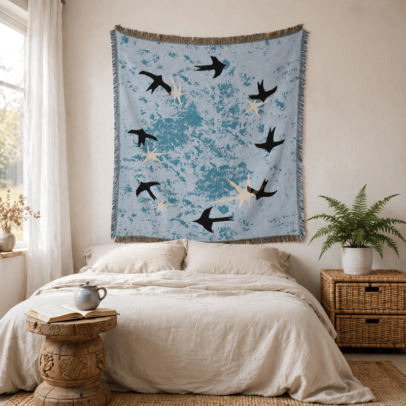 Ownkoti Artistic Sky Swallow Star Throw Blanket - image 2