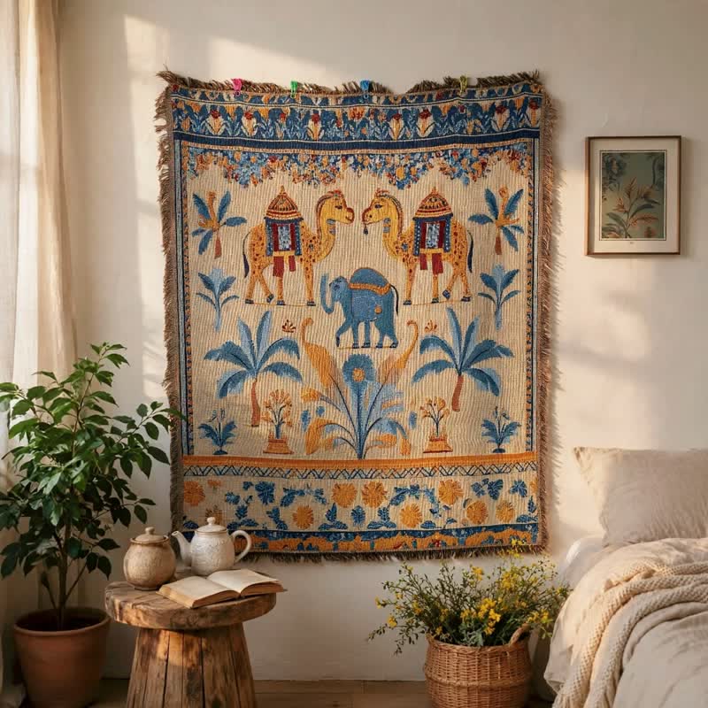 Ownkoti Vintage Camel Elephant Multi‑Purpose Throw - image 1