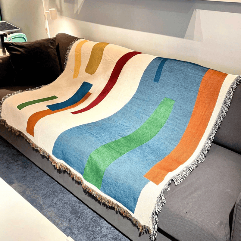 Ownkoti Artistic Geometric Fringed Tasseled Throw - 63" x 87" - image 0