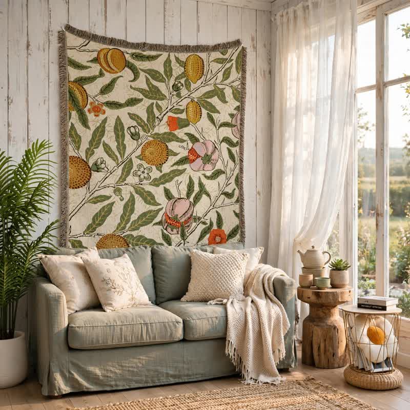 Ownkoti Vintage Pomegranate Floral Botanical Throw Blanket - image 2