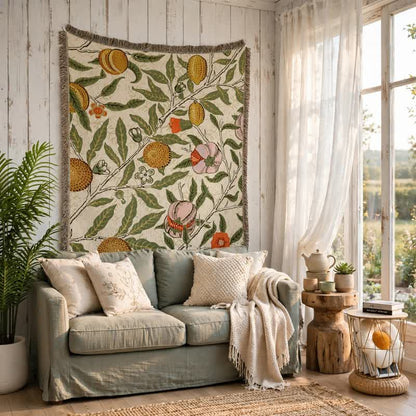 Ownkoti Vintage Pomegranate Floral Botanical Throw Blanket - image 2