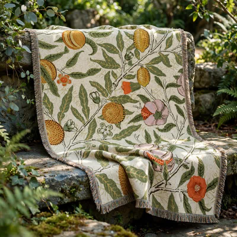 Ownkoti Vintage Pomegranate Floral Botanical Throw Blanket - 51" x 63" - image 0