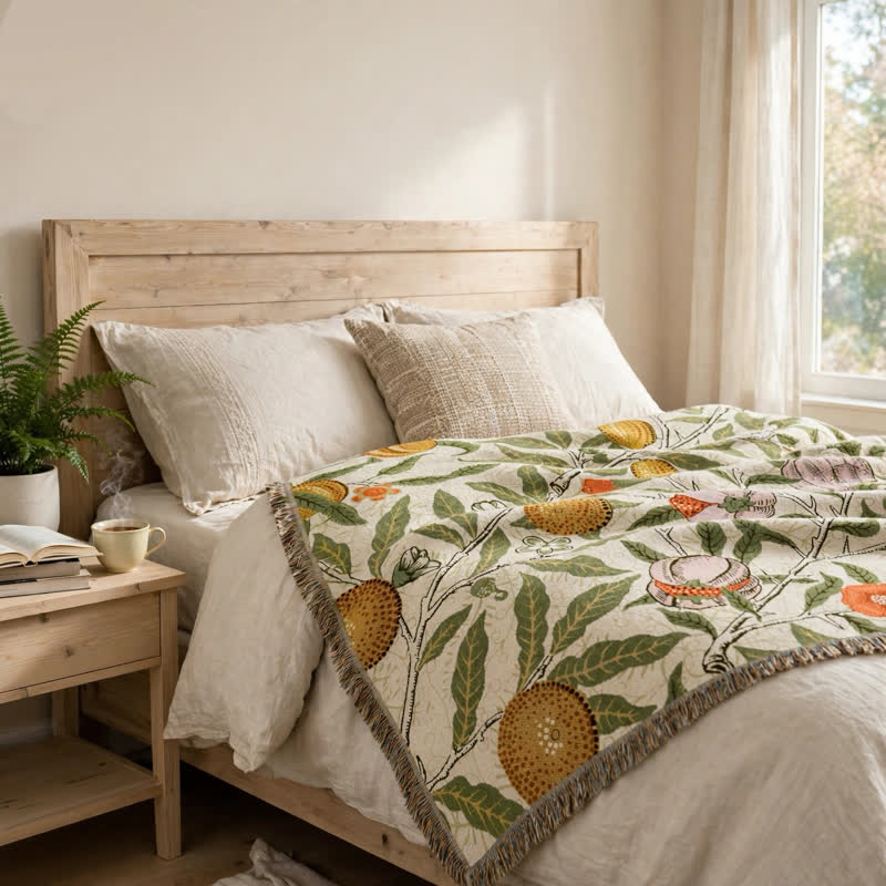 Ownkoti Vintage Pomegranate Floral Botanical Throw Blanket - image 4