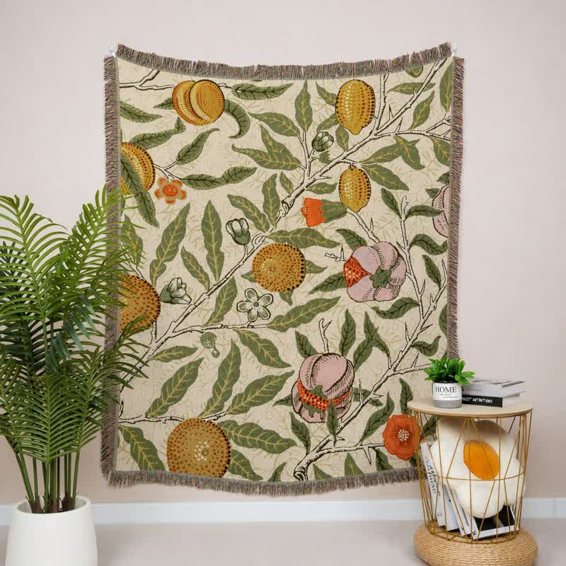 Ownkoti Vintage Pomegranate Floral Botanical Throw Blanket - image 1