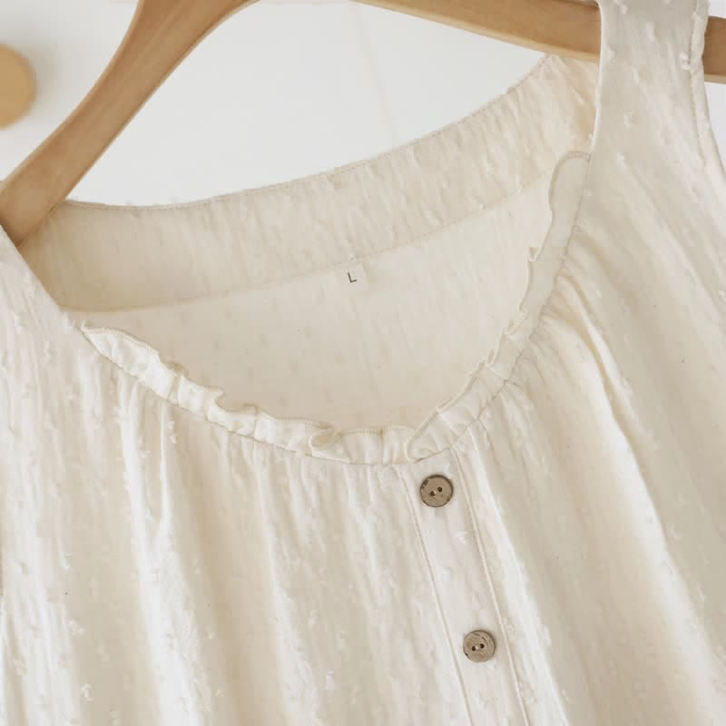 Ownkoti Beige Cotton Textured Sleeveless Lounge Dress - image 6