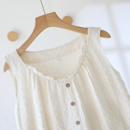 Ownkoti Beige Cotton Textured Sleeveless Lounge Dress - image 5