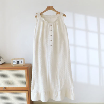 Ownkoti Beige Cotton Textured Sleeveless Lounge Dress - Beige - XL - image 0